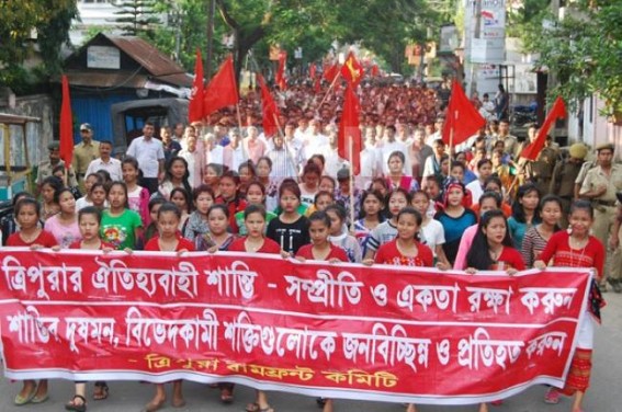 CPI-M organised peace rally on Sunday after five days of IPFTâ€™s mayhem